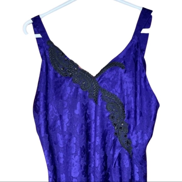 Victoria's Secret Other - Vintage 90’s Victoria Secret purple and black lingerie slip dress with lace